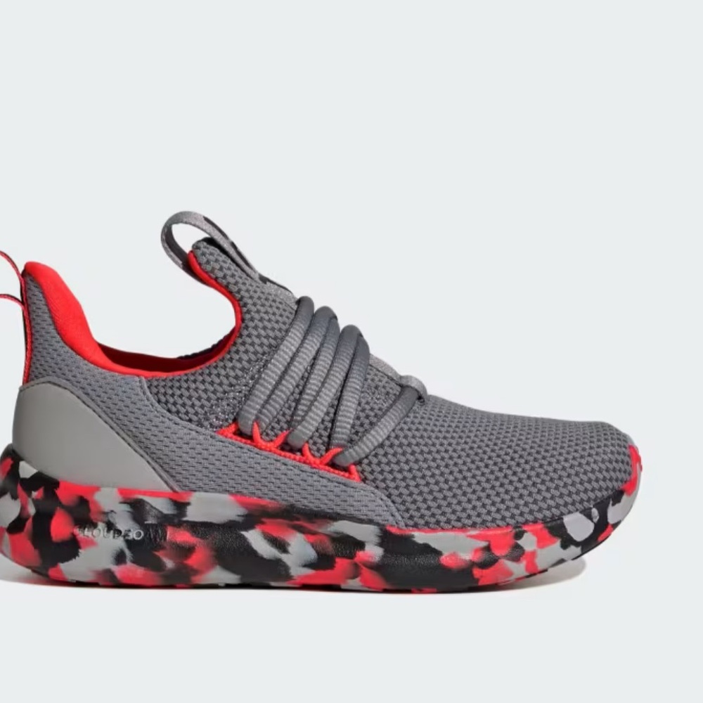 Kids Gray and Red adidas Sneakers